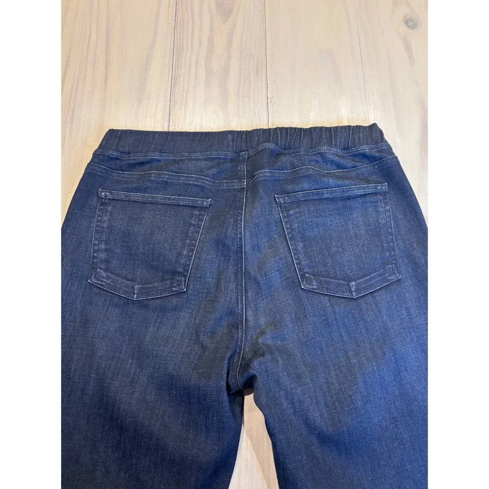 Eileen Fisher Women's Dark Wash Pull On Slim Straight Jeans Blue Sz M Minimalist